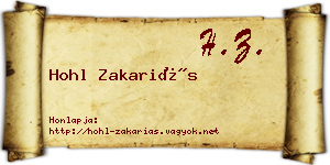 Hohl Zakariás névjegykártya